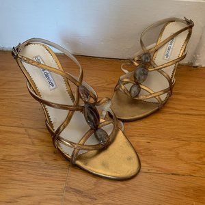 CHARLES DAVID GOLD SANDAL HEELS